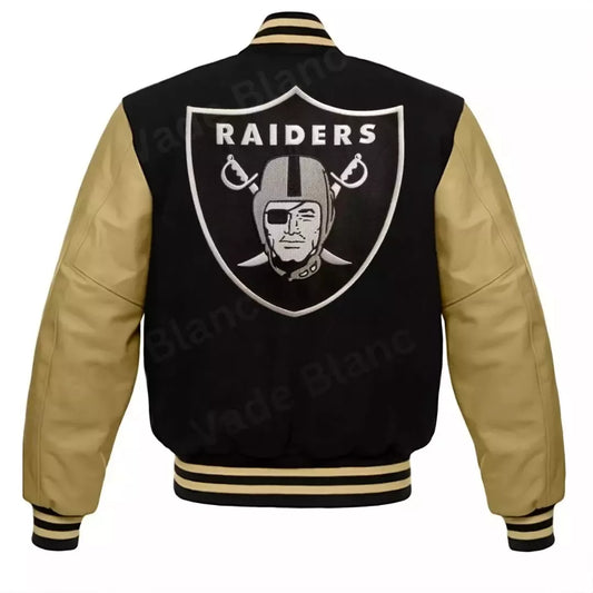 Lettermen Oakland Las Vegas Raiders Varsity Jacket With Genuine Leather Sleeves