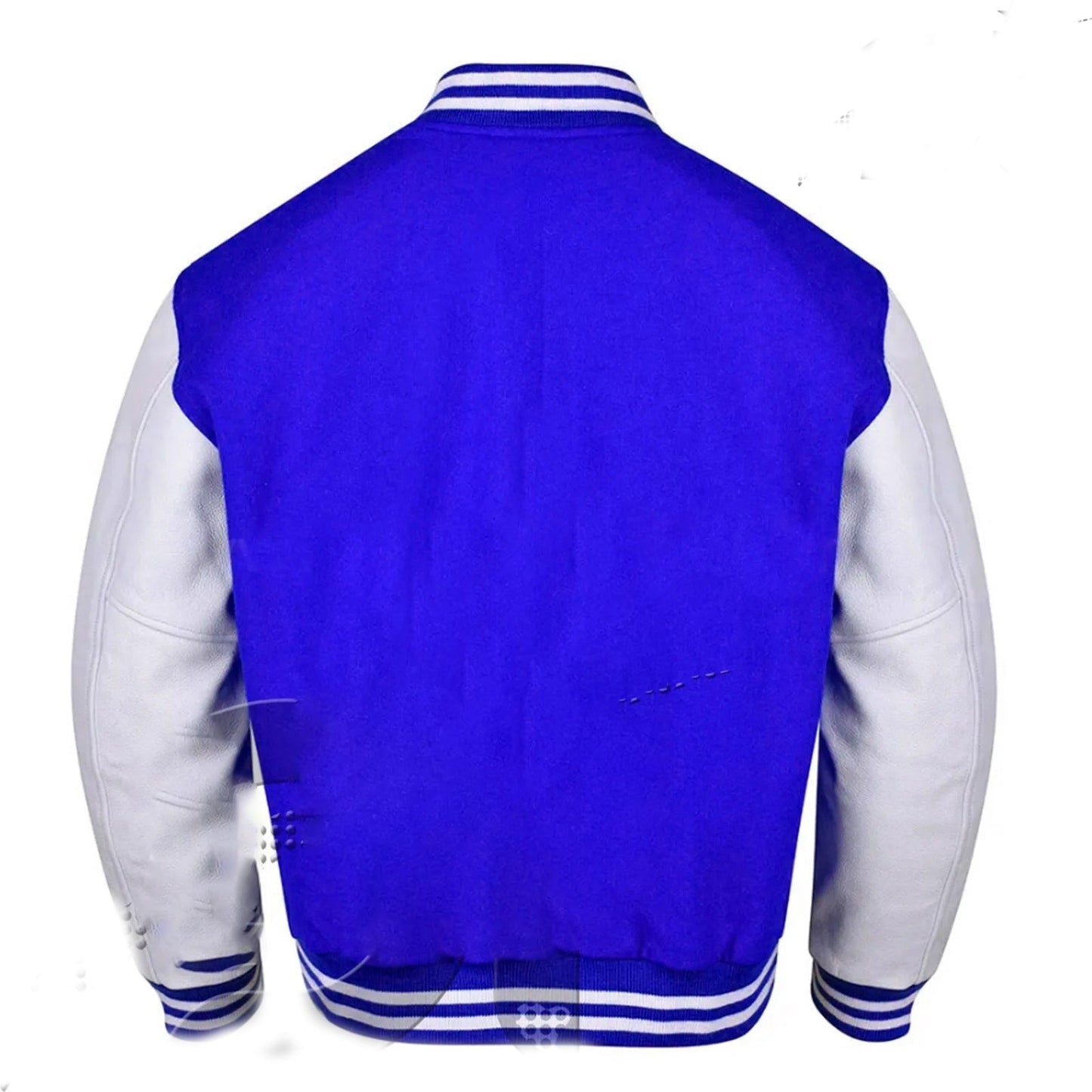 Varsity Letterman Bomber Royal Wool & White Leather Sleeves Jackets
