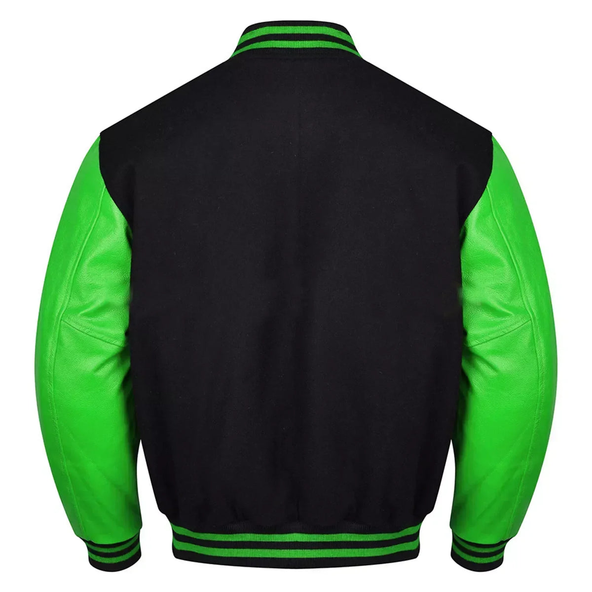 Varsity Black Letterman Baseball Wool &Green Real Leather Sleeves Jacket