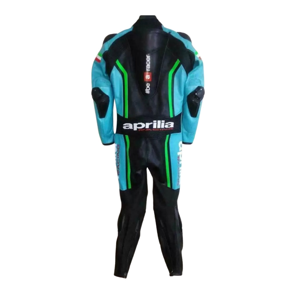 Aprilia Black and Blue Motorbike Racing Leather Suit