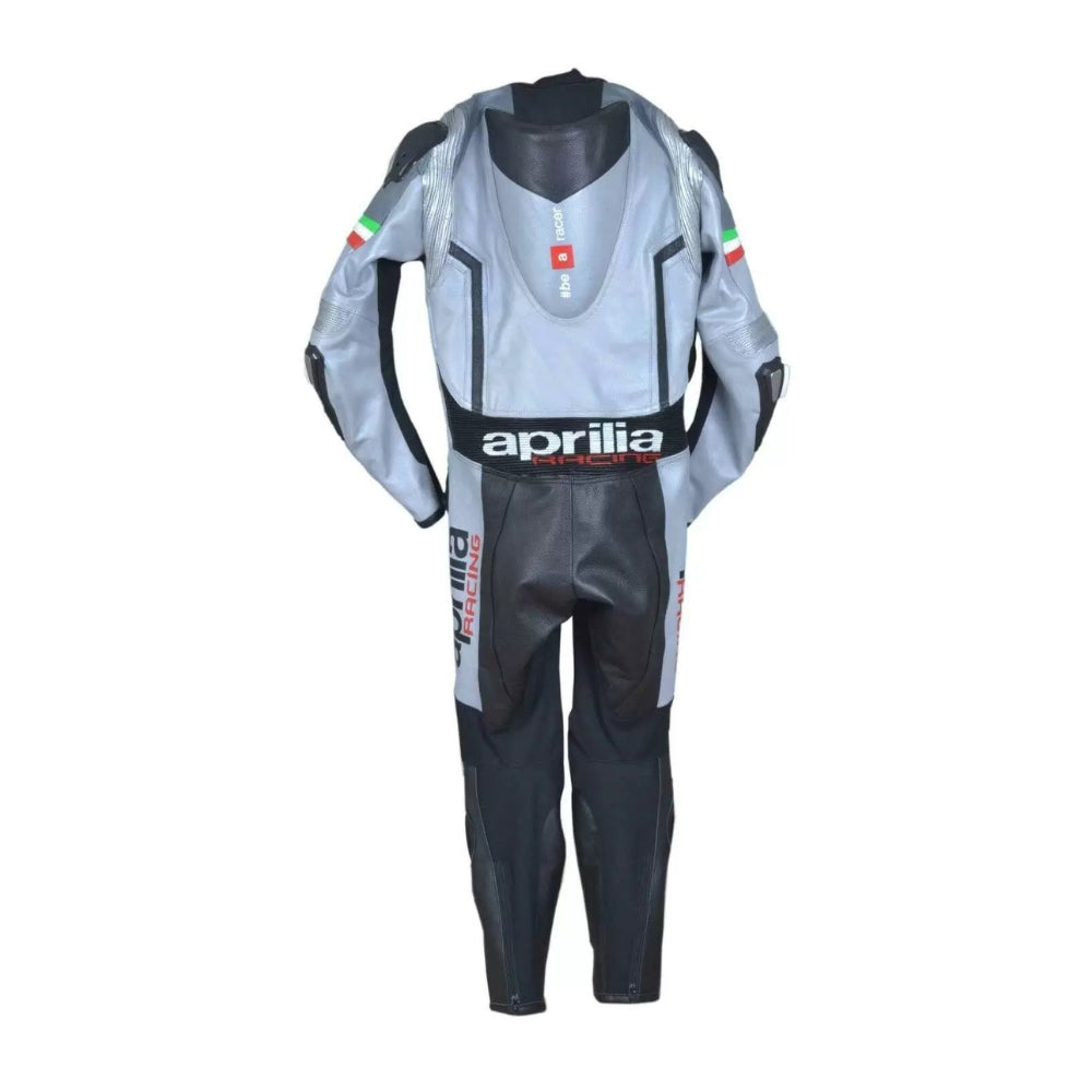 Aprilia Motorcycle Leather Racing Suit Black and Gray