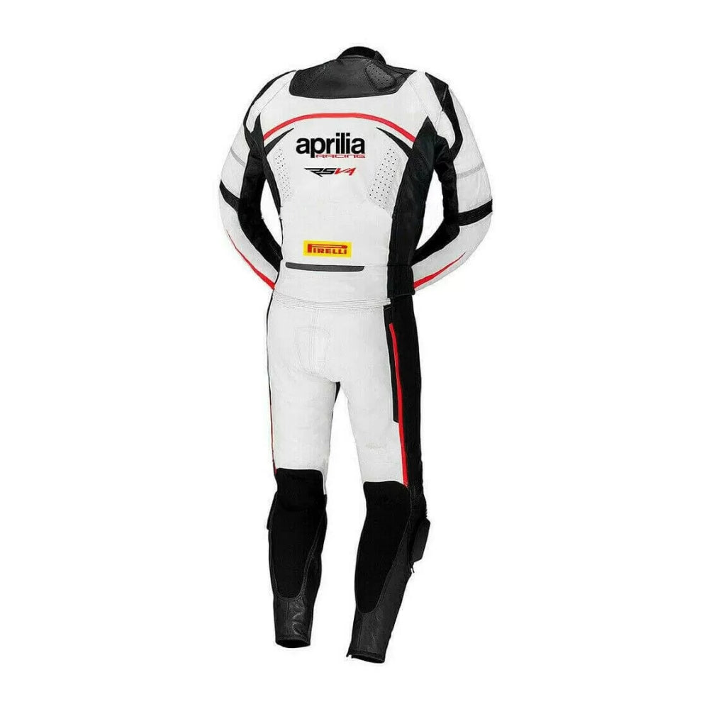 Aprilia Motorcycle White Race Leather Suit