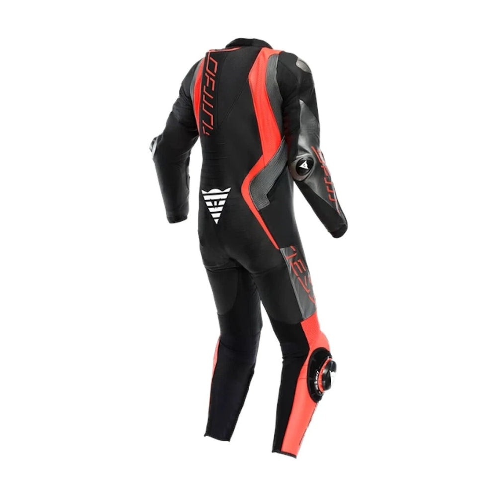Audax D-Zip Perforated One-Piece Motorcycle Leather Racing Suit Black and Red