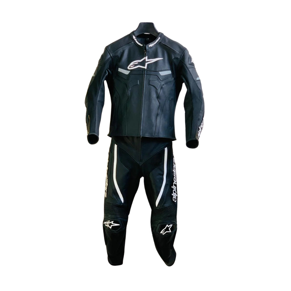 Black Alpinestars Celer Two-Piece Motorcycle Leather Suit