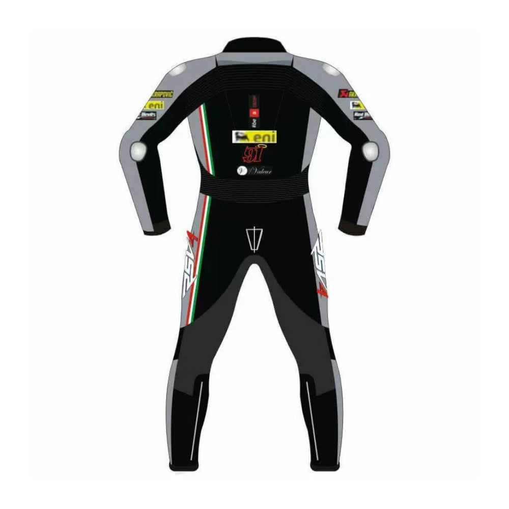 Aprilia 91 Black and Gray Motorcycle Leather Racing Suit