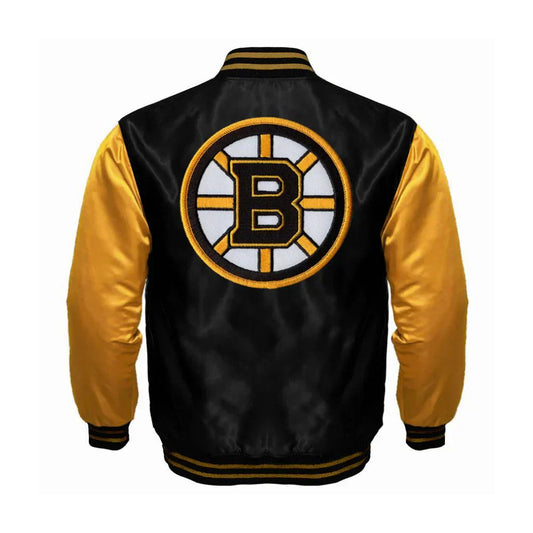 Boston Bruins Satin Varsity Full Snap Jacket