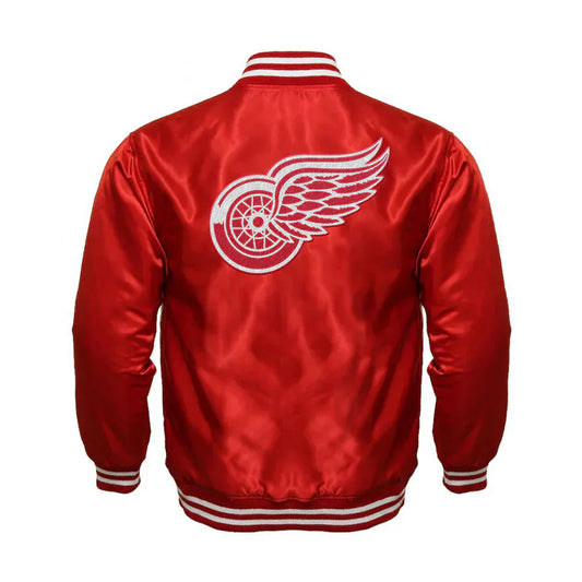 Detroit Red Wings Satin Varsity Full Snap Jacket