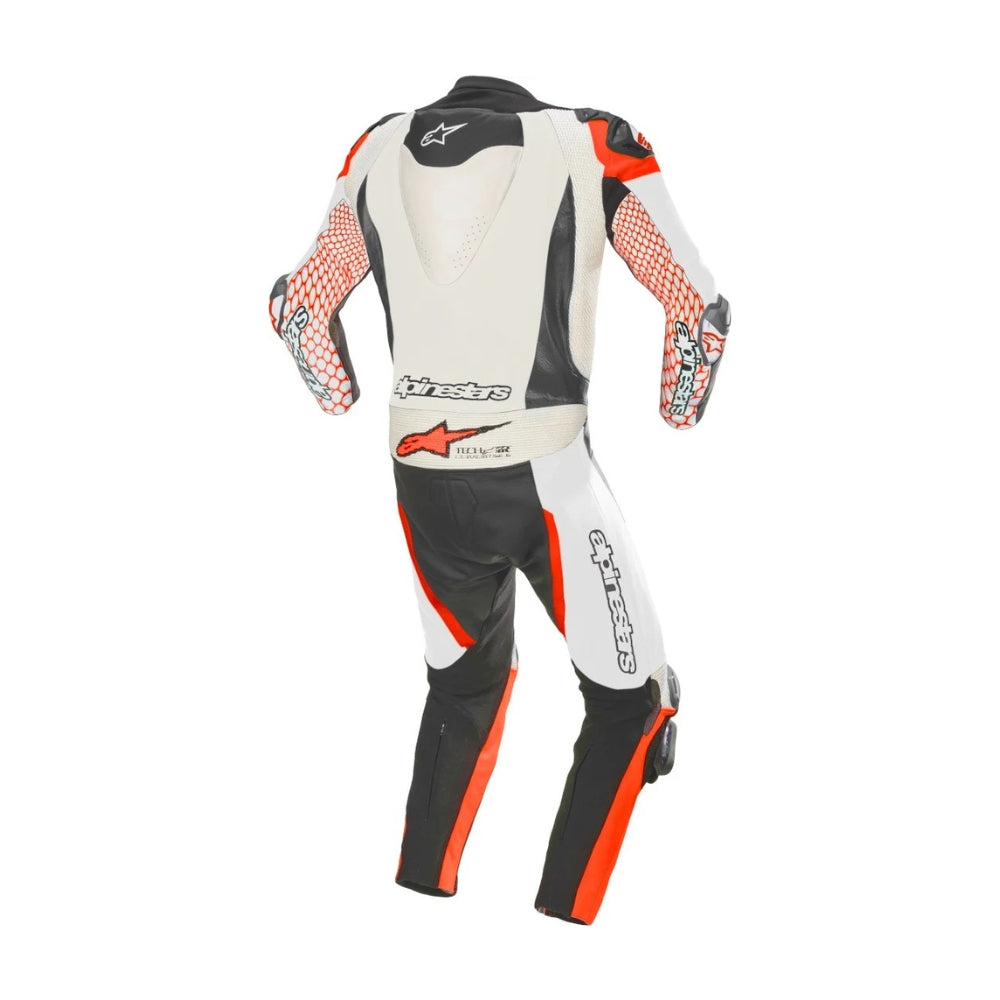 GP Tech V3 One-Piece Perforated Motorcycle Leather Suit Black and White