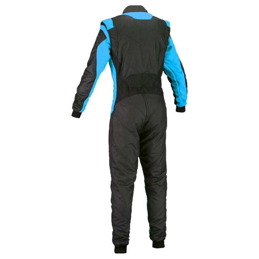 Black and Blue Go-Kart Driver Racing Outfit
