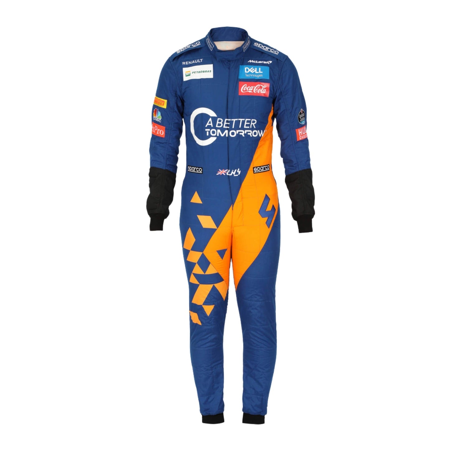 Lando Norris 2019 F1 racing suit front view – youthful and sleek design with race-day styling