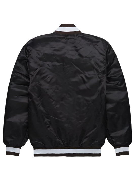 CLEVELAND BROWNS SATIN VARSITY JACKET - BLACK