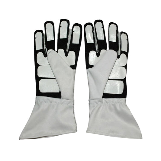 Pair of white Nico Rosberg 2016 F1 Race gloves with black and gray accents on a white background