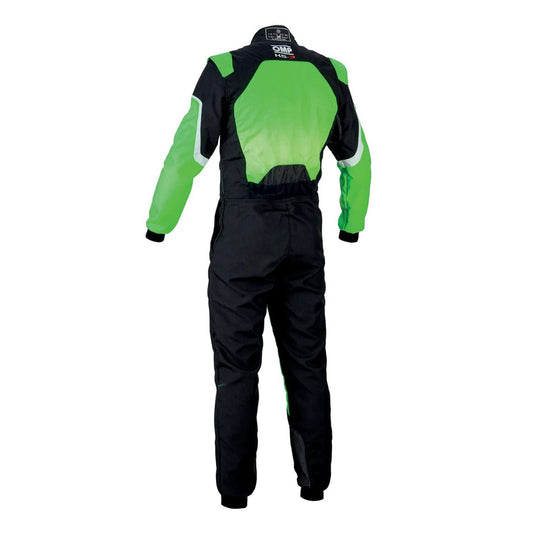 Back View of OMP KS-3 FLUO Green Go Kart Racing Suit - STORMX GEAR