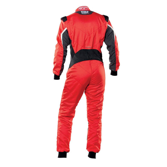 Back View of OMP Red Black Tecnica Evo Racing Suit - STORMX GEAR