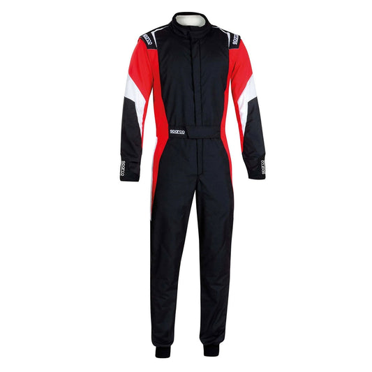 Front Full View of Sparco Black/Red Karting Suit - STORMX GEAR