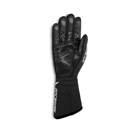 Sparco TIDE K kart Black race glove with brand logo on a white background