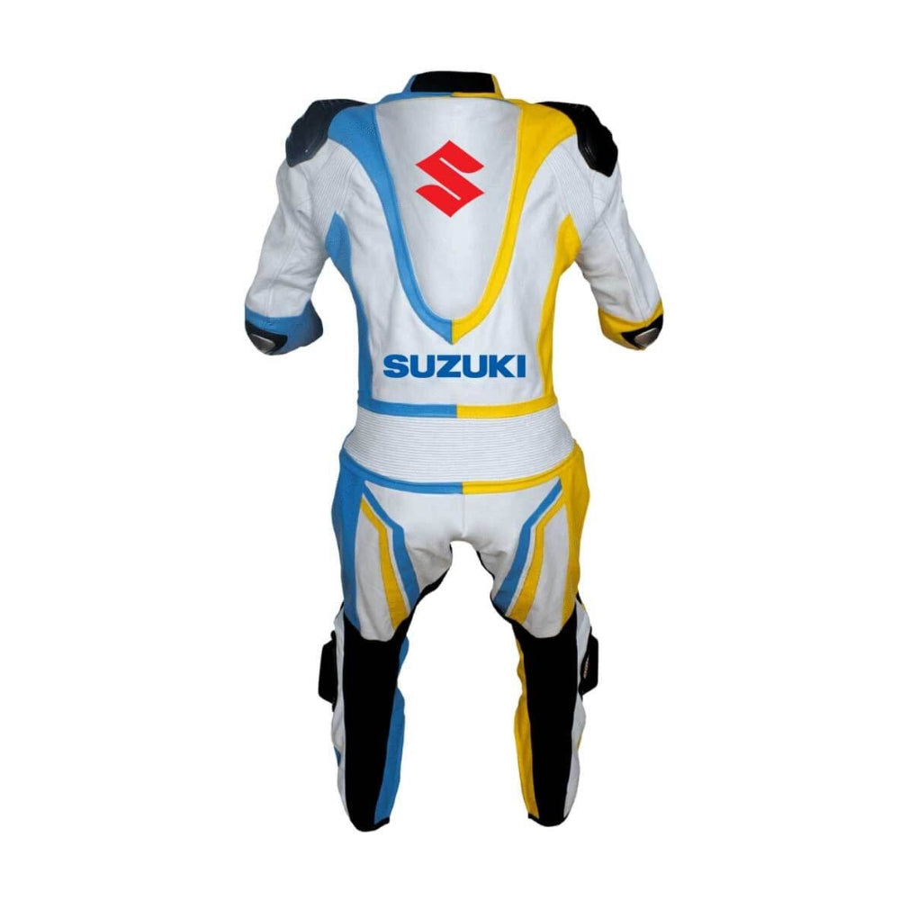 Suzuki White Motorcycle Racing Leather Suit