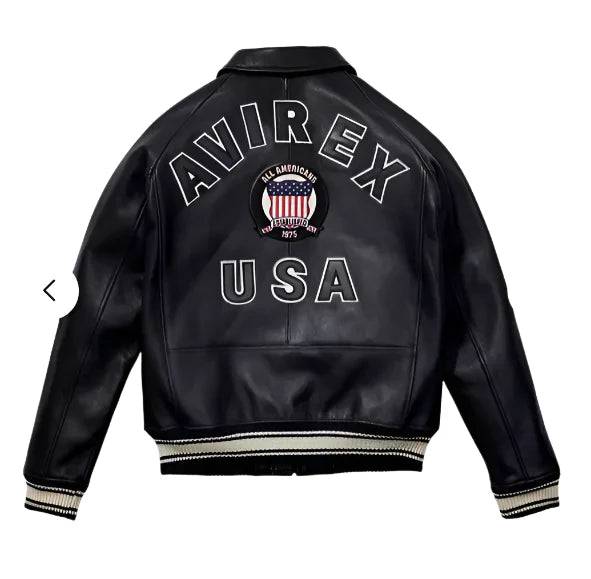 Avirex American Flight Real Bomber Leather Jacket Men
