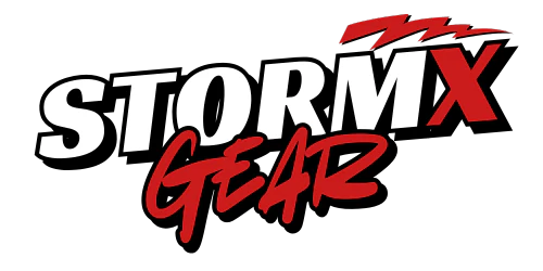 Logo of Stormx Gear with a stylized design on a white background