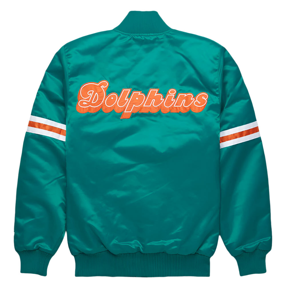 NFL Miami Dolphins Turquoise Satin Bomber Letterman Baseball Varsity Jacket