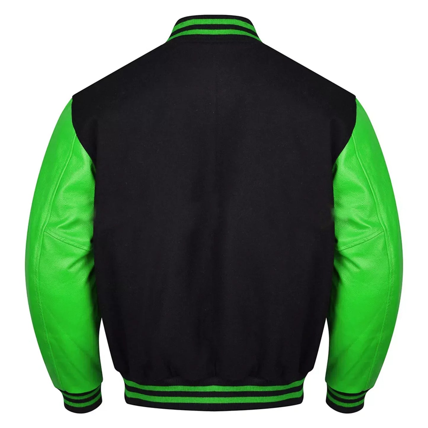 Varsity Black Letterman Baseball Wool &Green Real Leather Sleeves Jacket