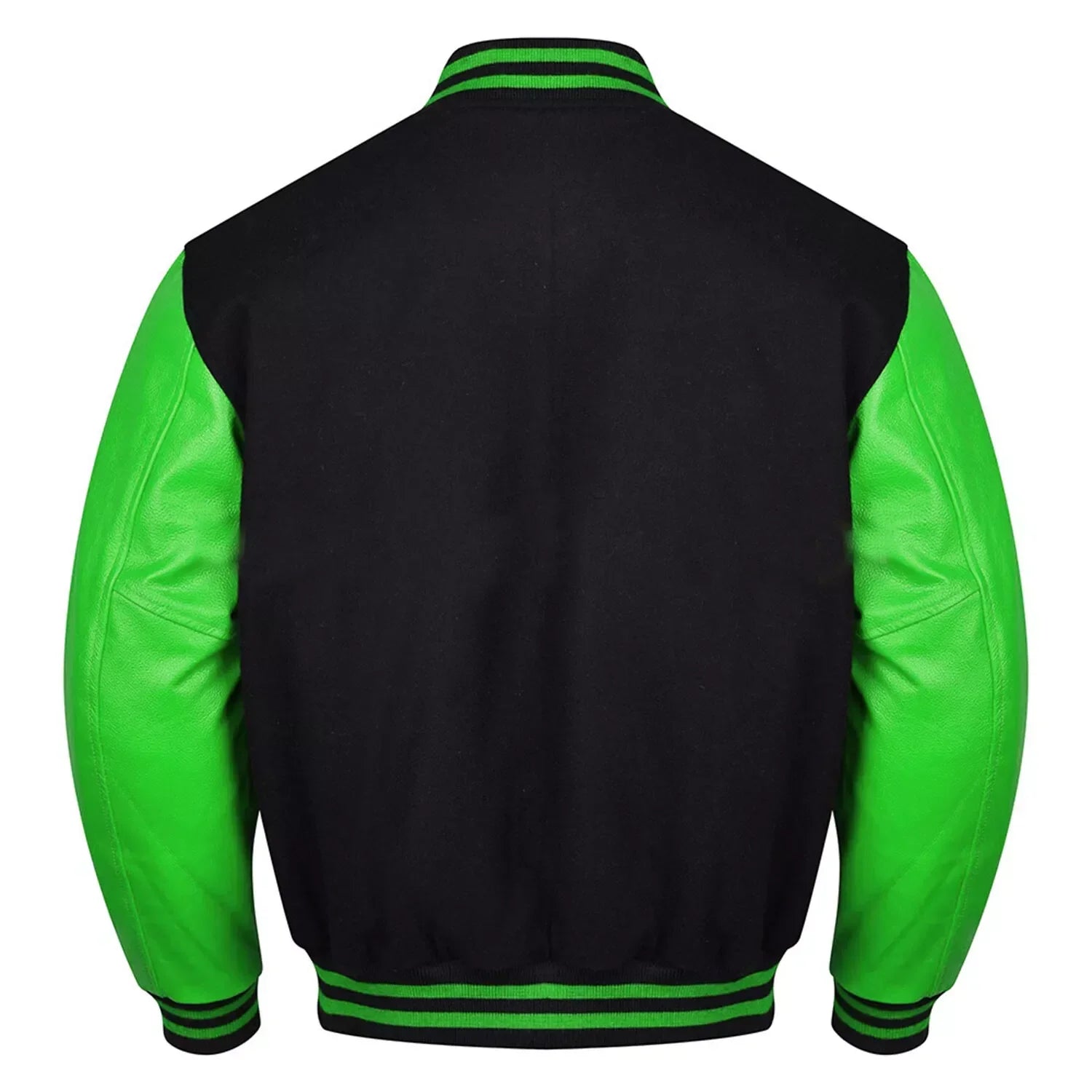 Varsity Black Letterman Baseball Wool &Green Real Leather Sleeves Jacket