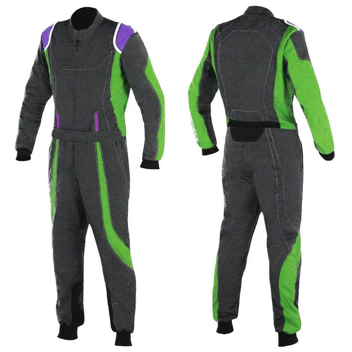 Black / Green Racing Suit For Go-Kart Race