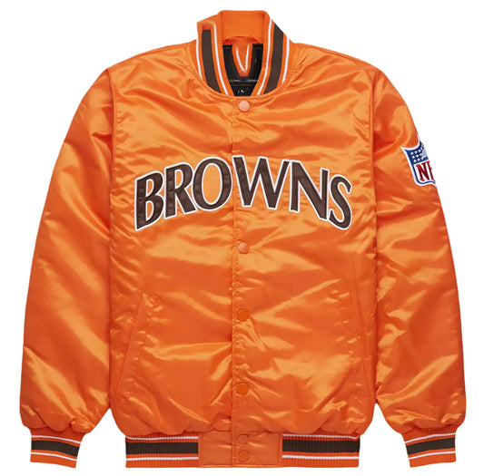 Classic NFL Cleveland browns Satin Varsity Vintage bomber Jacket-03