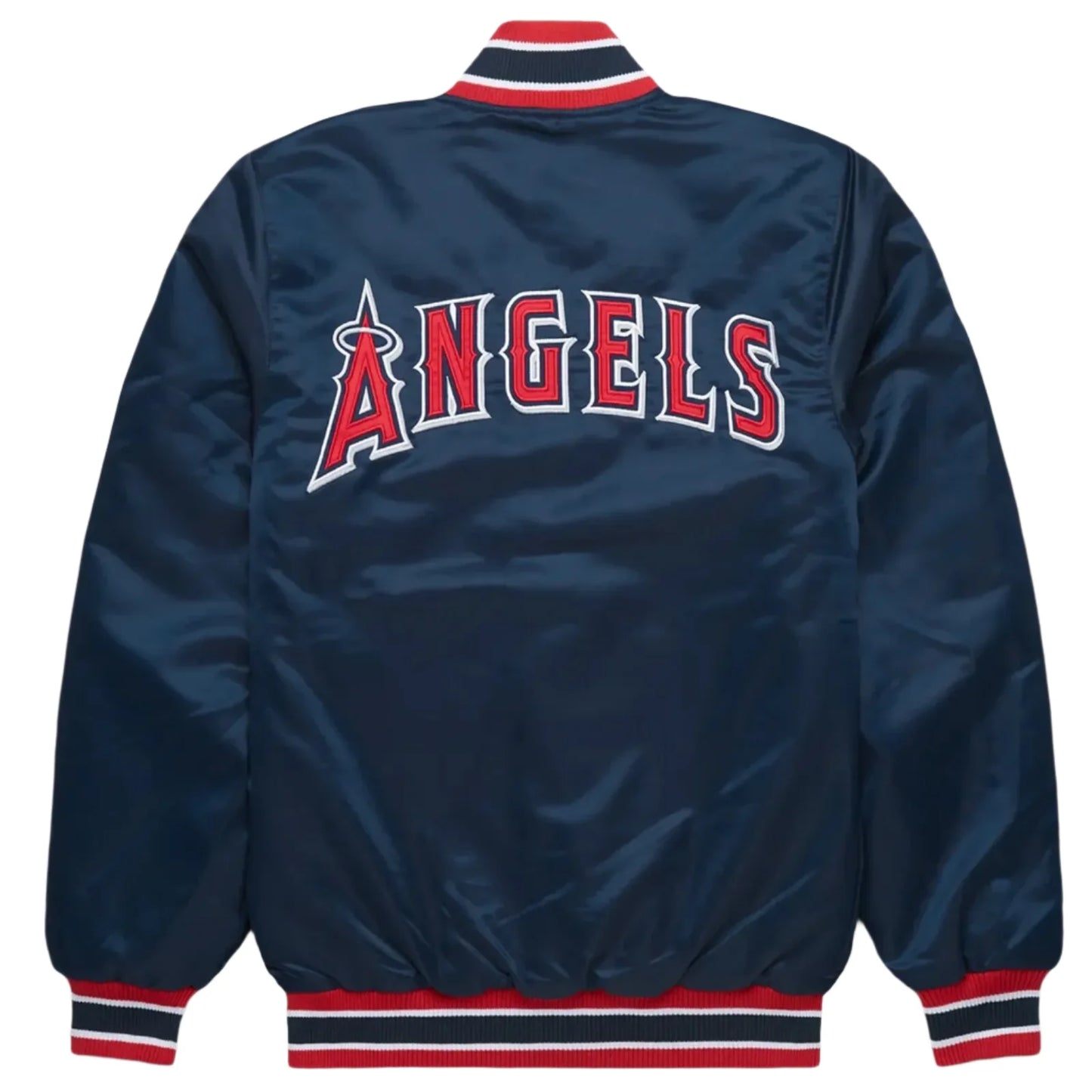 MLB Los Angeles Angels Navy Satin Bomber Style Baseball Letterman Varsity Jacket