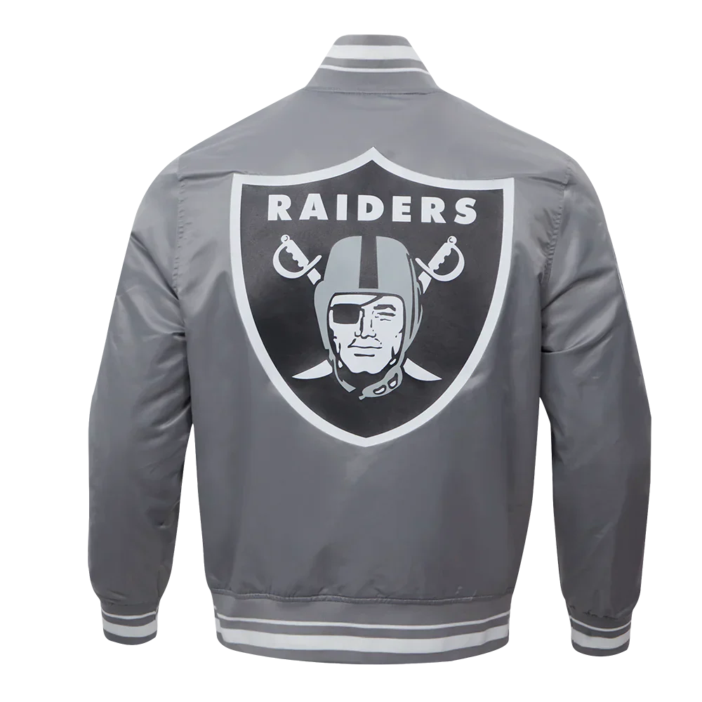 NFL LAS VEGAS RAIDERS SCRIPT TAIL MEN'S RIB SATIN JACKET