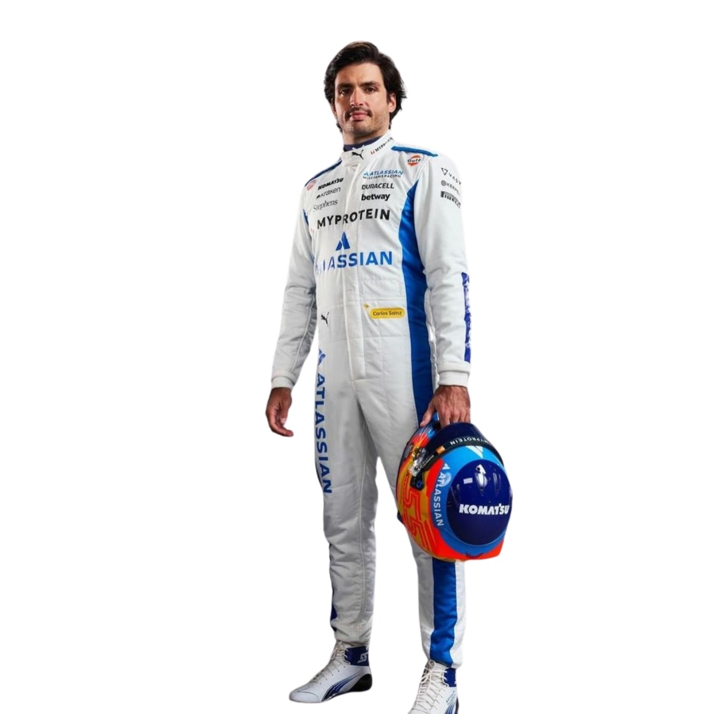 Right view of Carlos Sainz Jr's helmet for the 2025 Monaco GP, highlighting its unique design elements.
