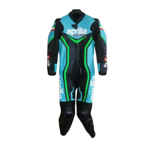 Aprilia Black and Blue Motorbike Racing Leather Suit