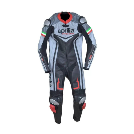 Aprilia Motorcycle Leather Racing Suit Black and Gray