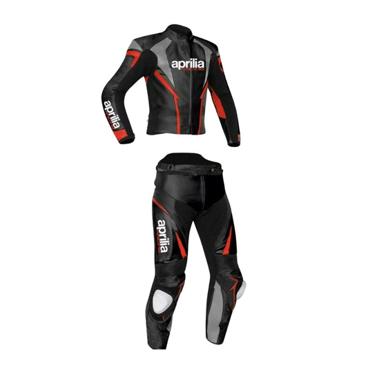 Aprilia Motorbike Race Black And Red Leather Suit