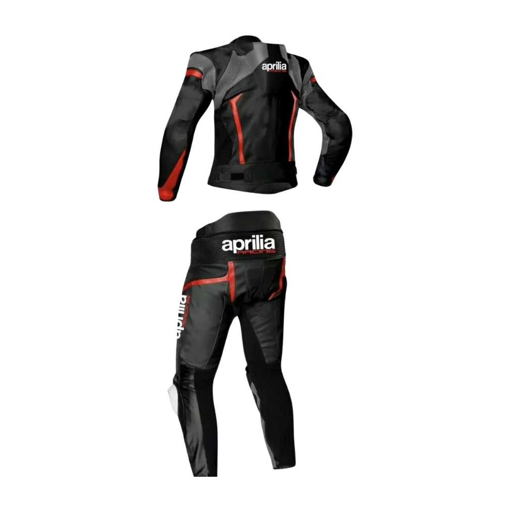 Aprilia Motorbike Race Black And Red Leather Suit