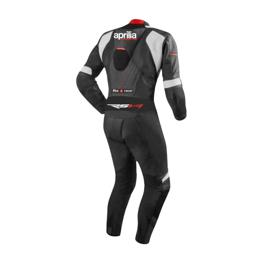 Black Aprilia RSV4 Motorcycle Race Leather Suit