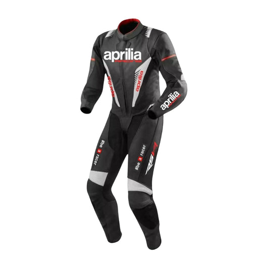Black Aprilia RSV4 Motorcycle Race Leather Suit