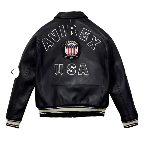 Avirex American Flight Real Bomber Leather Jacket Men