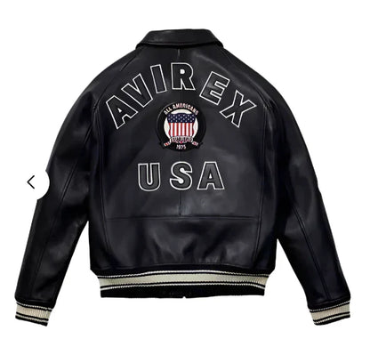 Avirex American Flight Real Bomber Leather Jacket Men