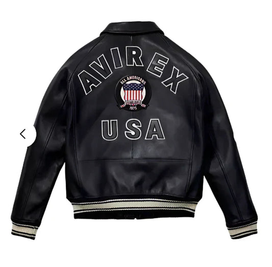 Avirex American Flight Real Bomber Leather Jacket Men