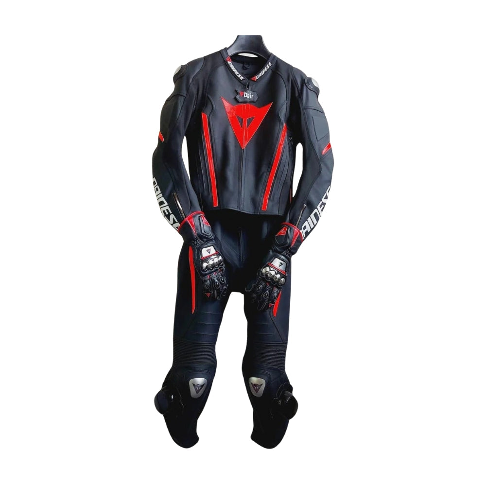 Laguna Seca 4 Black and Red Motorcycle Leather Racing Suit Two-Piece