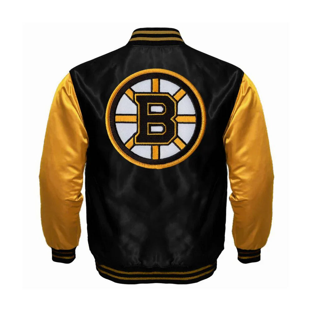 Boston Bruins Satin Varsity Full Snap Jacket