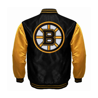 Boston Bruins Satin Varsity Full Snap Jacket