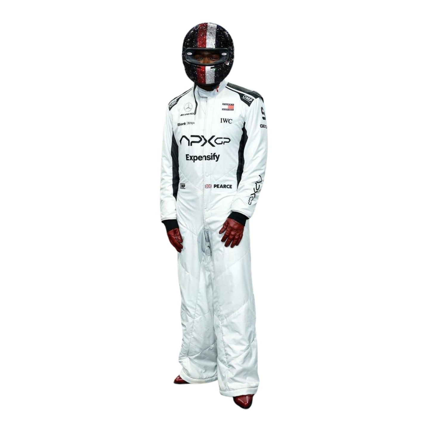Damson Idris 2025 F1 movie racing suit front view with authentic motorsport styling