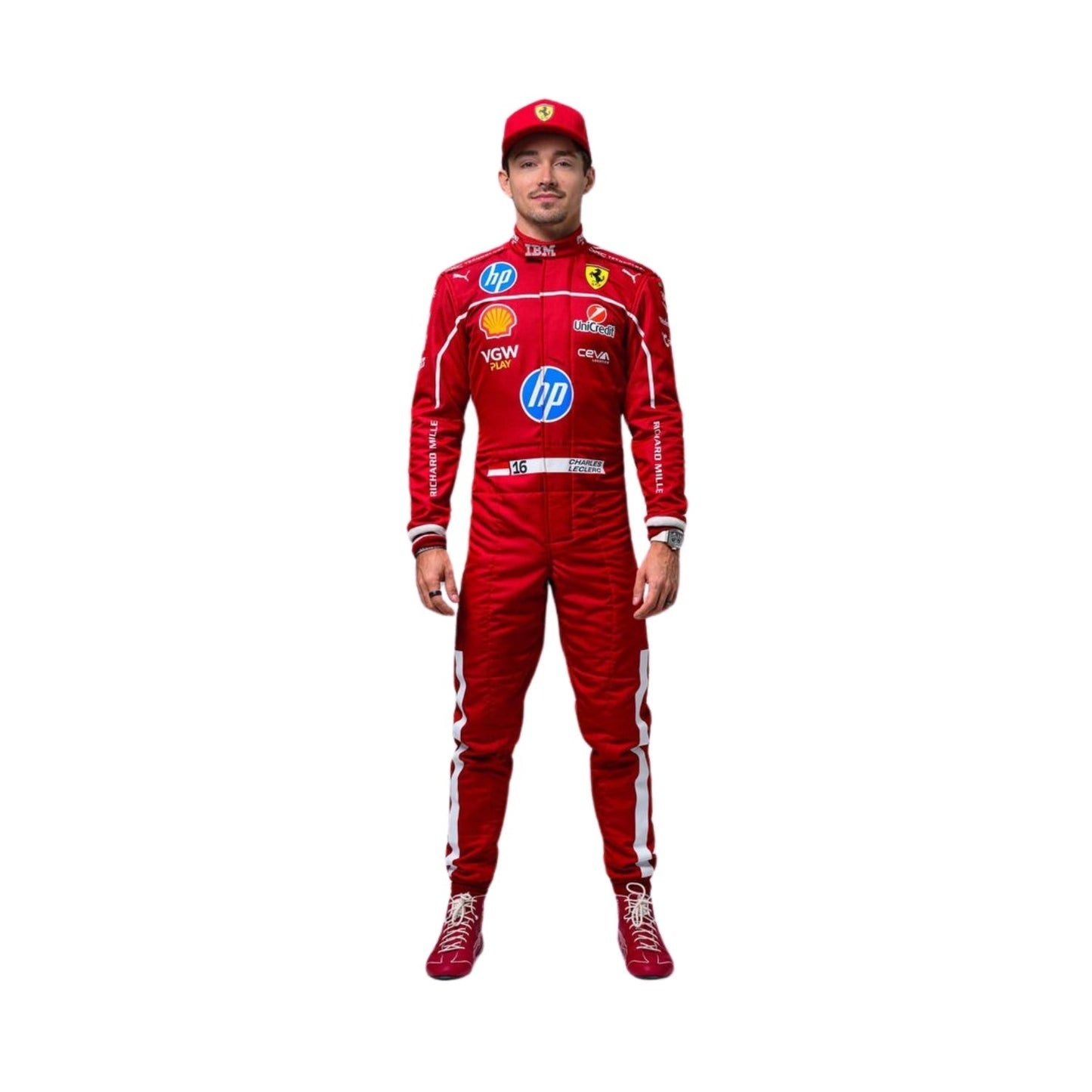 Charles Leclerc in action during the 2025 F1 season, wearing the red racing suit, showcasing his speed and skill on the track.

