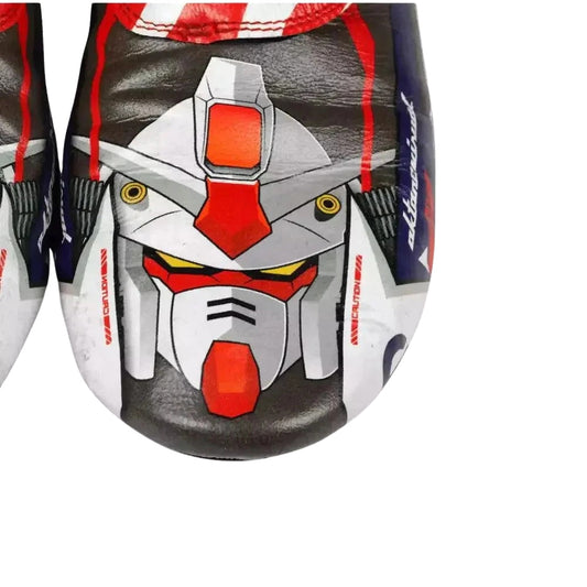 Pair of Conor Daly 2022 IndyCar Race shoes with robot design on a white background