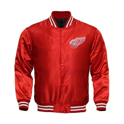 Detroit Red Wings Satin Varsity Full Snap Jacket