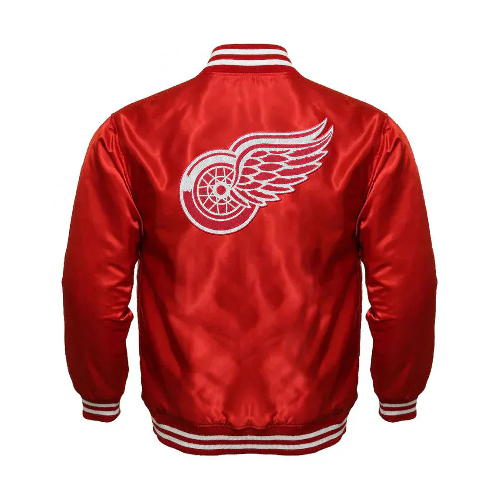 Detroit Red Wings Satin Varsity Full Snap Jacket