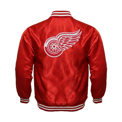 Detroit Red Wings Satin Varsity Full Snap Jacket