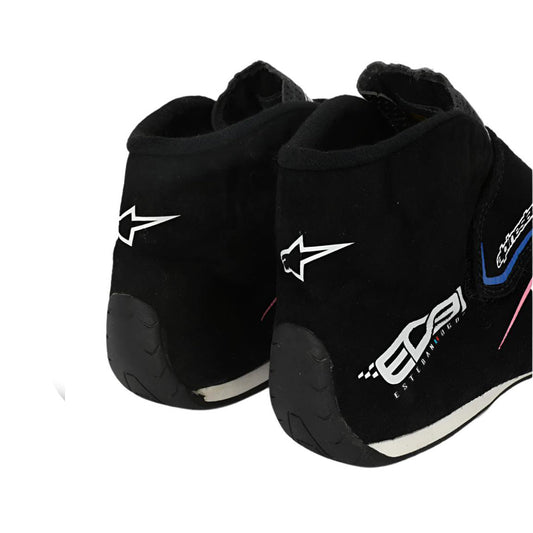 Black high-top  Esteban Ocon 2023 Miami GP F1 race shoes with brand logo on a white background